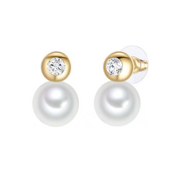 Cercei placati cu aur de 14K si decorati cu perle