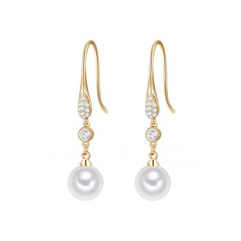 Cercei placati cu aur de 14K si decorati cu perle