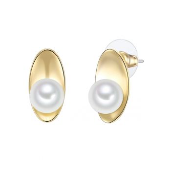 Cercei placati cu aur de 14K si decorati cu perle