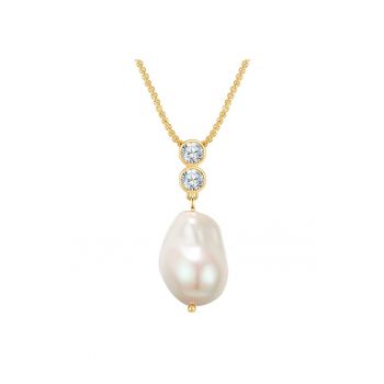Colier de aur de 14K filat - cu zirconia si perle
