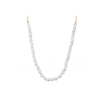 Colier placat cu aur de 14K si decorat cu perle
