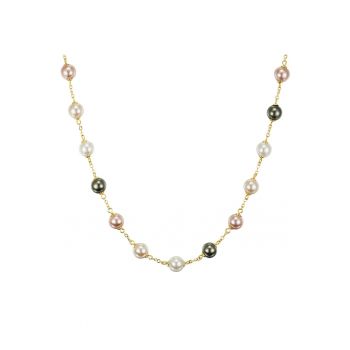 Colier placat cu aur de 14K si decorat cu perle sintetice