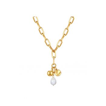 Colier placat cu aur de 14K si decorat cu perle