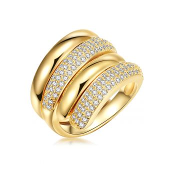 Inel placat cu aur de 14K si decorat cu cristale