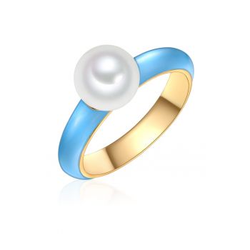 Inel placat cu aur de 14K si decorat perla