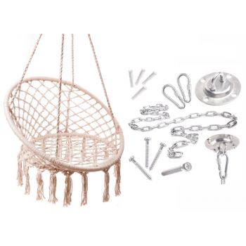 Kit de montare pentru leagan tip hamac suspendat, cu prindere de plafon, din otel zincat, rezistenta 200 kg, cu carlig de prindere inclus