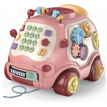Masinuta interactiva cu toba, telefon si activitati ,   Roz