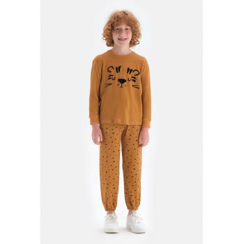 Pantaloni lungi de pijama cu model cu buline
