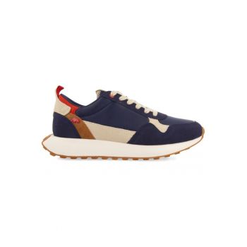 Pantofi sport colorblock cu garnituri de piele intoarsa