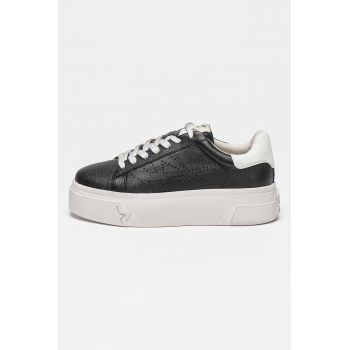 Pantofi sport flatform de piele cu logo cu perforatii Santana