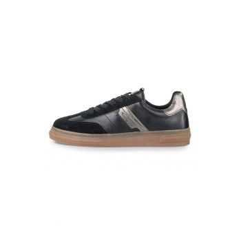 Pantofi sport low-cut de piele intoarsa si piele ecologica