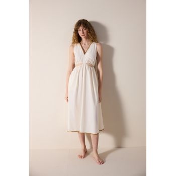 Rochie midi din bumbac cu decupaje pentru plaja