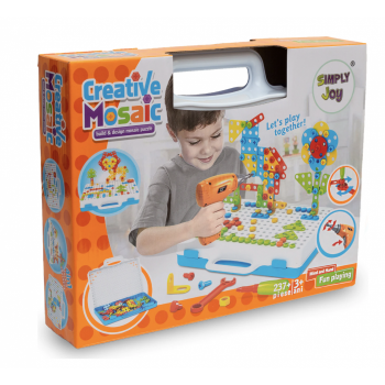 Set constructie copii cu 237 piese si bormasina cu baterii