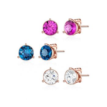 Set de cercei cu tija placati aur de 14K - 3 perechi