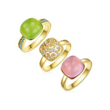 Set de inele placate cu aur de 14K - 3 piese