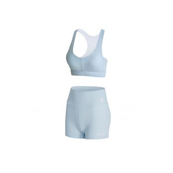 Set de top cu decolteu in V si colanti scurti pentru fitness Celeb