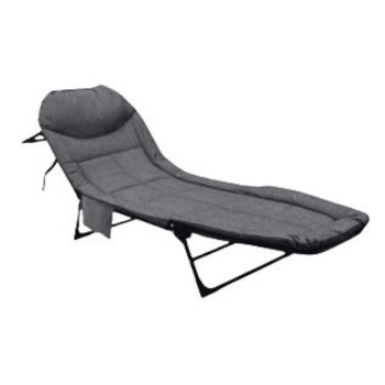 Sezlong pliabil, Ikonka, structura solida din otel, cu spatar reglabil pe 5 trepte si saltea confortabila inclusa, dimensiune 190 x 63 x 30 cm, Grey