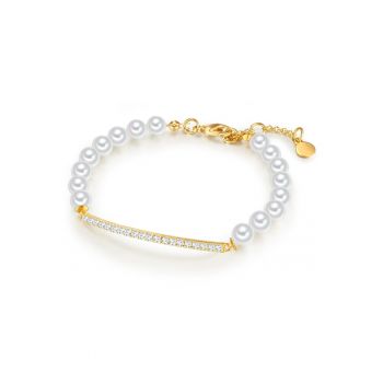 Yokoamii - Bratara placata cu aur de 14K si decorata cu zirconia si perle