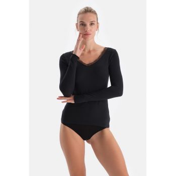 Bluza din micromodal cu decolteu in V