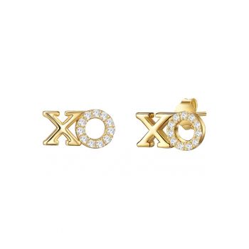 Cercei placati cu aur de 14K - cu zirconia si design XO