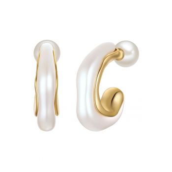 Cercei placati cu aur de 14K si perle sintetice