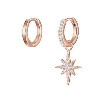 Cercei placati cu aur rose de 14K - zirconia