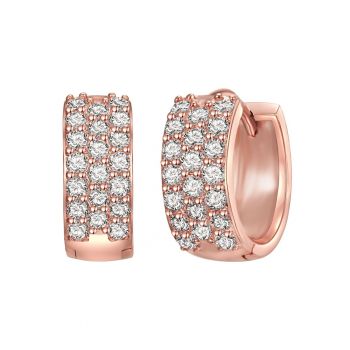 Cercei rotunzi placati cu aur de 14K - cu zirconia