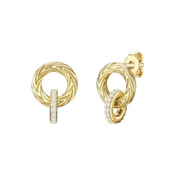Cercei rotunzi placati cu aur de 14K - cu zirconia