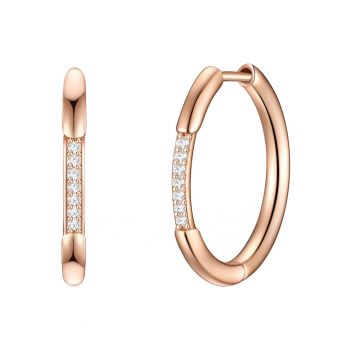 Cercei rotunzi placati cu aur de 14K - cu zirconia