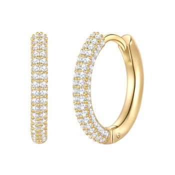 Cercei rotunzi placati cu aur de 14k si cu zirconia