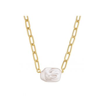 Colier placat cu aur de 14K si perle sintetice