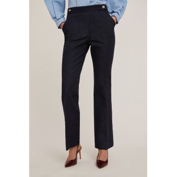 Pantaloni cu talie inalta si buzunare oblice
