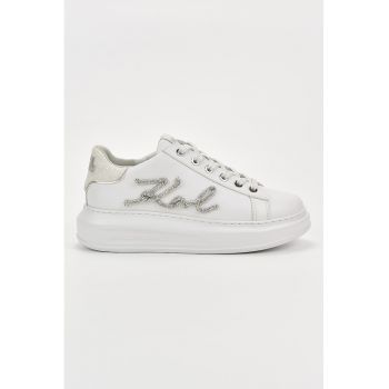 Pantofi sport cu talpa wedge de piele si detalii stralucitoare Kapri