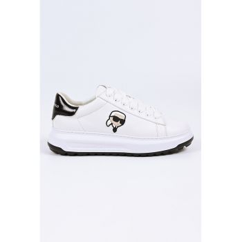 Pantofi sport din piele cu aplicatie logo