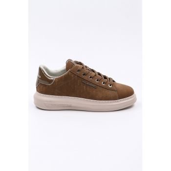 Pantofi sport din piele nabuc cu monograma in relief
