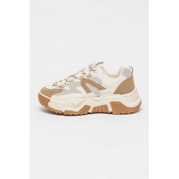 Pantofi sport wedge din piele ecologica si garnituri