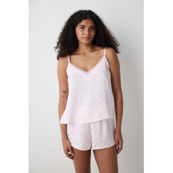 Pijama cu pantaloni scurti si model model inimi