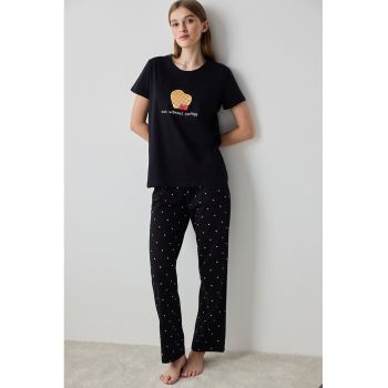 Pijama de bumbac cu maneci scurte