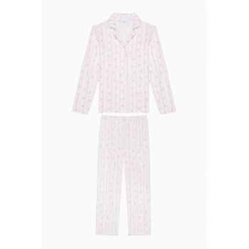 Pijama de bumbac cu model si pantaloni lungi