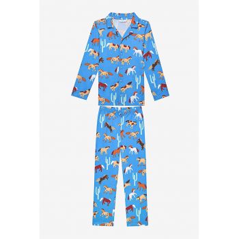 Pijama din bumbac cu imprimeu