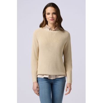 Pulover cu decolteu rotund si maneci raglan