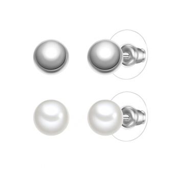 Set de cercei cu tija si perle - 2 perechi