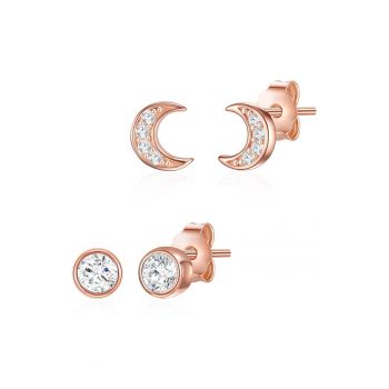 Set de cercei placati cu aur de 14k - cu zirconia - 2 perechi
