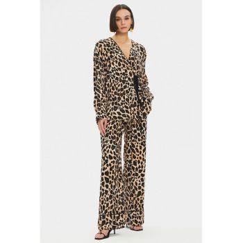 Set de pantaloni si bluza cu imprimeu leopard