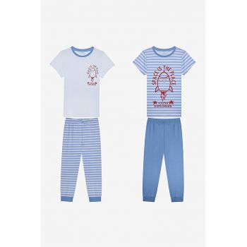 Set de pijama cu imprimeu si maneci scurte - 4 piese