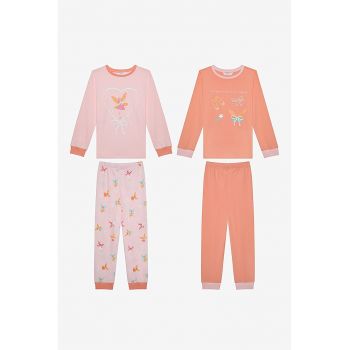 Set de pijama de bumbac cu imprimeu - 4 piese