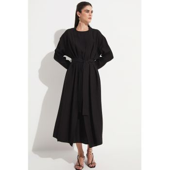 Set de rochie midi si cardigan din bumbac - 2 piese
