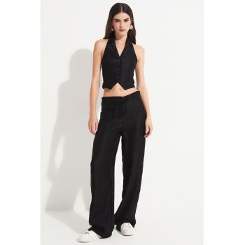 Set de top halter si pantaloni cu croiala ampla
