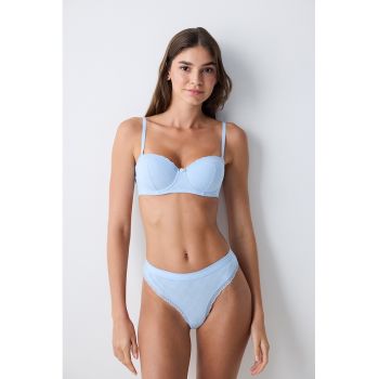 Sutien de bumbac cu garnituri inguste de dantela