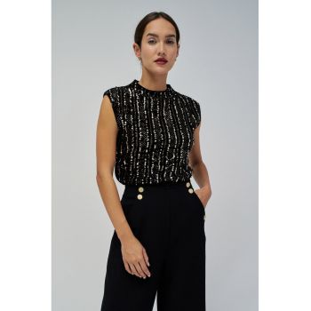 Bluza fara maneci cu paiete